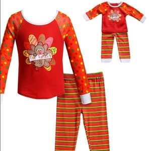 Dollie & Me Top Turkey Pj’s And Matching Doll Pjs